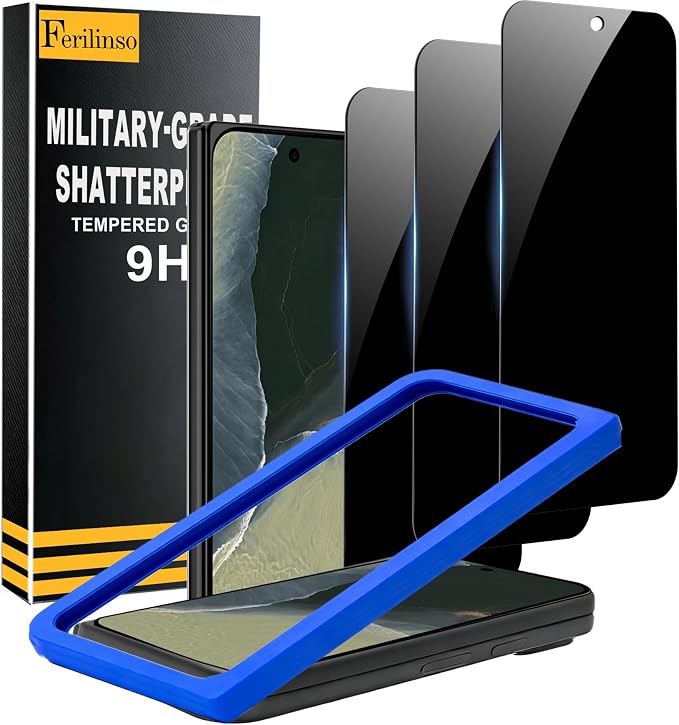 Ferilinso Privacy Screen Protector for Google Pixel 11 Pro Fold | 3 Pack, 9H+ Tempered Glass, Military-Grade Shatterproof, Anti-Scratch, HD, Case Friendly, Easy Installation, Bubble Free by Ferilinso