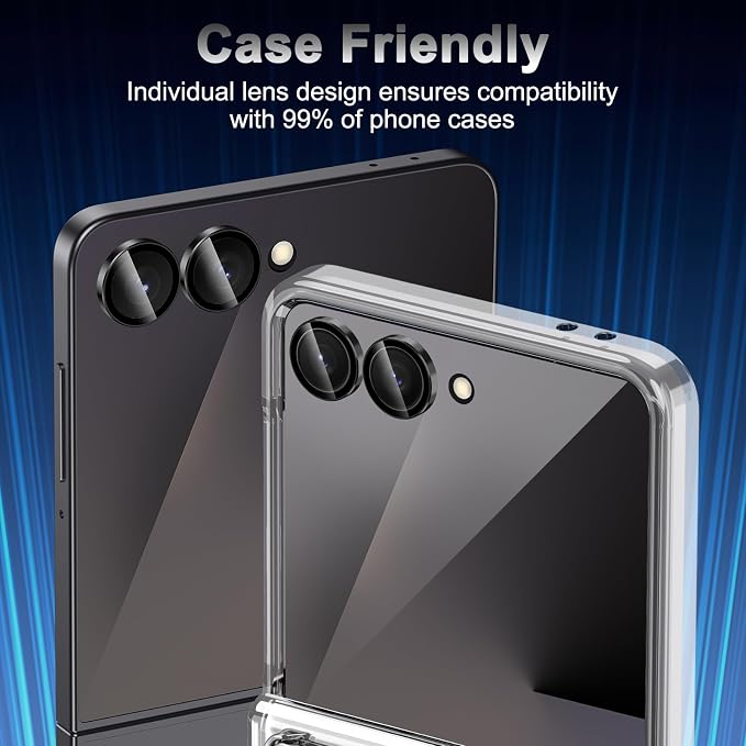 Meshine for Samsung Galaxy Z Flip 7 Camera Lens Protector,Scratch Proof,Strong Adsorption,9H Hardness with Metal Ring Camera Cover,Ultra Thin Case Friendly, Accessories Lens Protector,Black - Image 6