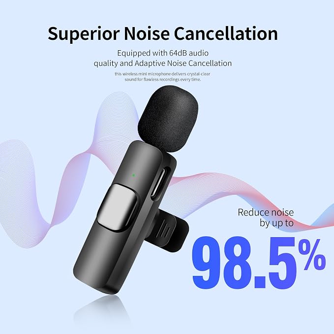Wireless Microphone for iPhone iPad and Android Phone, 2 Pack Wireless Lavalier Lapel Mic with Noise Reduction, Plug and Play Mini Microphone for Video Recording Interview Podcast YouTube TikTok Vlog - Image 3