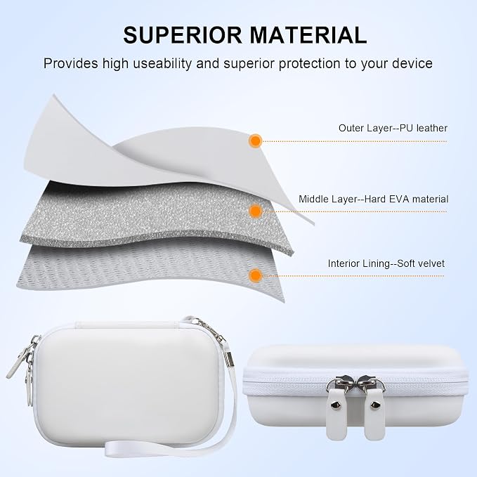 Elonbo Camera Carrying Case for KODAK Step Instant Smartphone Photo Printer | KODAK Step Portable Mini Color Wireless Mobile Printer Hard Travel Bag, Instant Color Picture Printer Storage Holder, White - Image 6