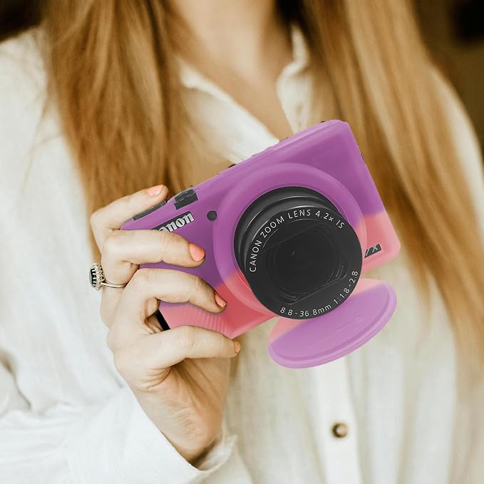 Easy Hood Camera Case Cover for Canon Powershot G7X Mark III (Purple Pink) | With Removable Lens Cover,Soft Silicone Protective Case,Anti-Scratch,Slim Fit,Enhanced Grip,Lightweight Camera Accessories - Image 7