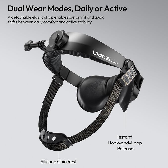 ULANZI Head Strap Mount f Action Camera & Phone Comfortable POV Head Mount | with 360° Rotation, Compatible with Action Camera DJI Osmo Insta360 iPhone - Hands Free Vlogging - Image 6