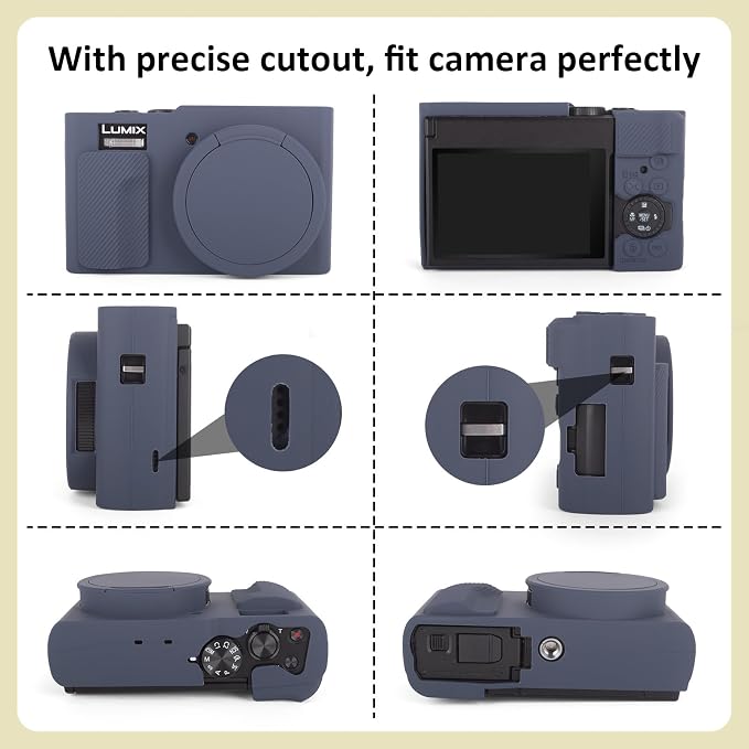 MUZIRI KINOKOO Silicone Sleeve Compatible for Panasonic Lumix ZS99 Camera - Soft Protective Cover for DC-ZS99/TZ99 Digital Camera with Removable Lens Cover - Anti-Slip & Anti-Scratch - Dark Blue - Image 3