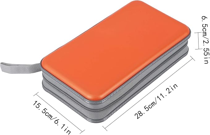UENTIP 96 Capacity CD Case,Portable DVD Hard Plastic Case Holder CD Organizer Wallet Protective DVD Storage (96, Orange) - Image 4