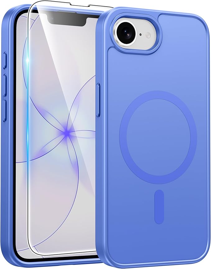 FNTCASE for iPhone 17e/ iPhone 16e Case, Fit for Magsafe, Screen Protector | Matte Magnetic Back, 14FT Military Grade Drop Protection, Shockproof Protective Phone Cover, Full Ultramarine by FNTCASE