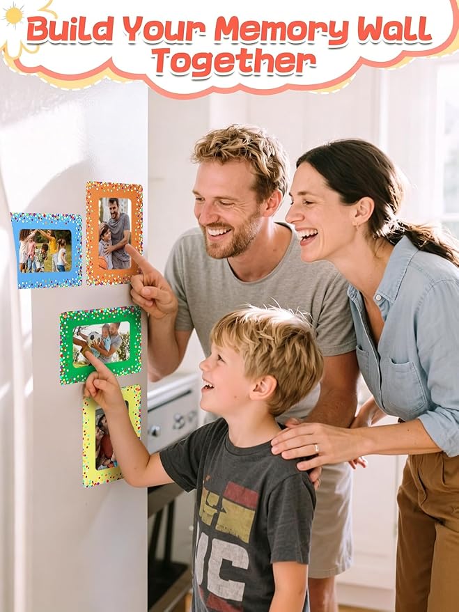 12Pcs Magnetic Picture Frames for 4"x6" Photo, Locker Accessories for Girls | 6 Colors, Cute Back to School Gifts, Classroom Decorations Supplies, Refrigerator Decor, Colorful Dots - Image 6