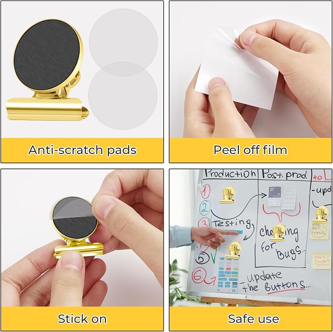 20 Pack Fridge Magnet Refrigerator Magnets, Gold Magnetic Clips Whiteboard Magnets, Magnet Clips Heavy Duty for Photo Displays, Home, Office, Classroom - Image 4