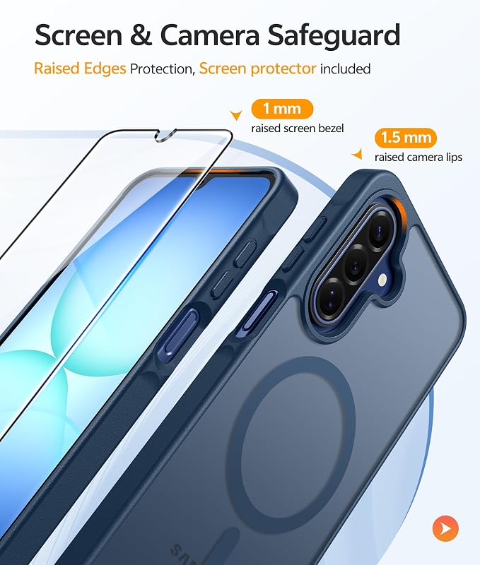 FNTCASE for Galaxy A17/A16 5G Phone Case, Fit for Magsafe, Screen Protector | Translucent Matte, 14FT Military Grade Drop Protection, Slim Shockproof Protective, for Samsung A 17 A 16 Cover, Blue - Image 4