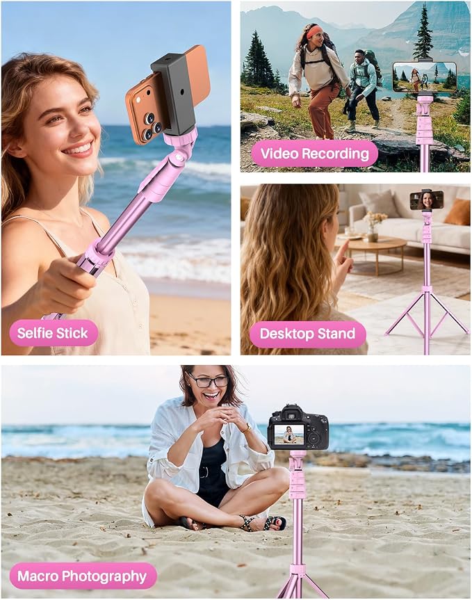 67" Phone Tripod, MIIASI Extendable Tripod for iPhone, Selfie Stick with Remote and Phone Holder, Compatible with iPhone/Android/Camera, Light Stand - Image 7