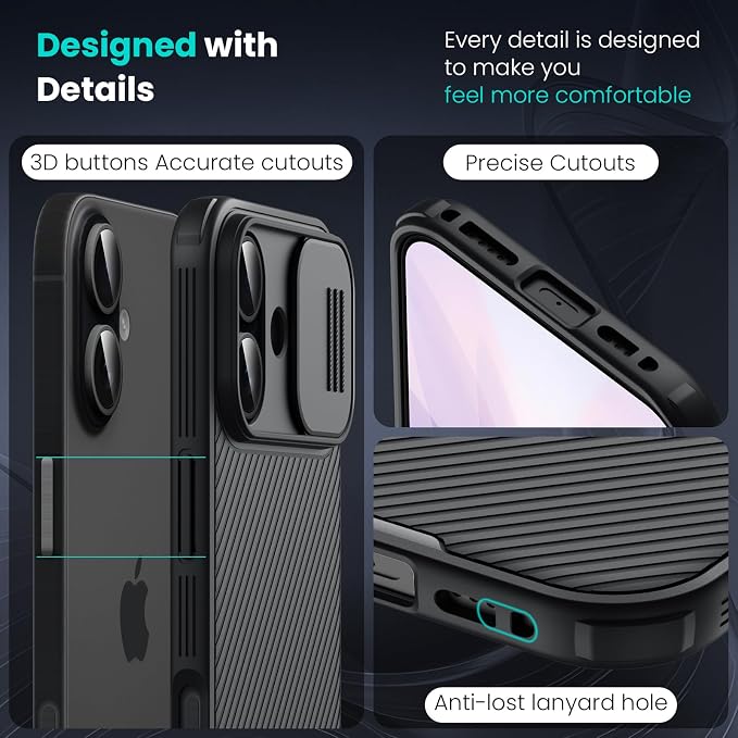 Nillkin for iPhone 17 Case with Slide Camera Cover & Thin Slim Fit | Shockproof Protective | Protector Privacy | Phone Case Camera Lens Protector, Black - Image 6