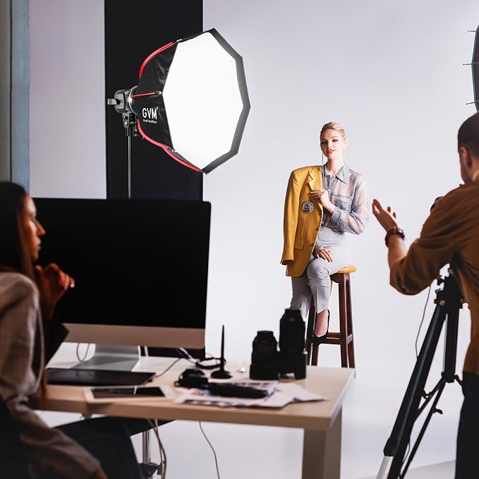 GVM 80W Video Light, Studio Lights for Photography, Softbox Lighting Kit with Bowens Mount, CRI97+ 5600K Colour Temperature , 22in Softbox, Tripod Stand, YouTube, Video, Wedding - Image 7