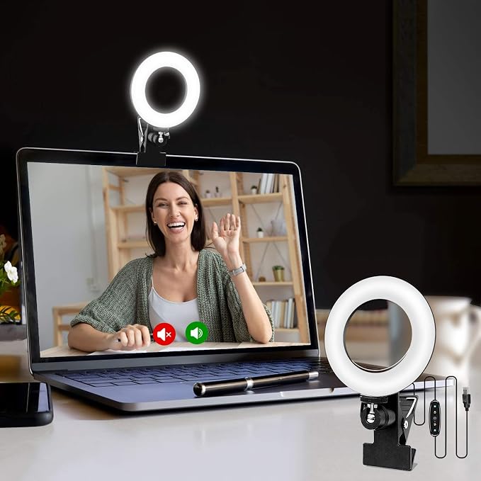Video Conference Lighting Kit, Ring Light for Monitor Clip On | for Remote Working, Distance Learning,Zoom Calls, Self Broadcasting and Live Streaming, Computer Laptop Video Conferencing by Cyezcor