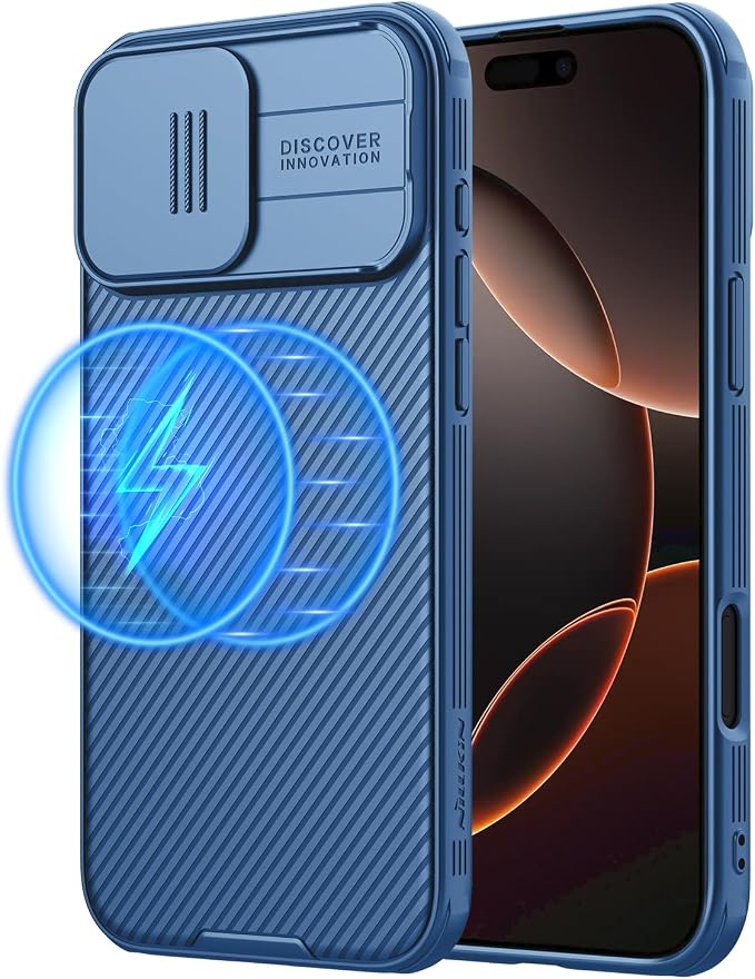 Nillkin Magnetic for iPhone 16 Pro Max Case, Upgraded Slide Camera Cover, Compatible with Magsafe, Slim Shockproof Protective Phone Case for 16 Pro Max 6.9 inch, Blue by Nillkin