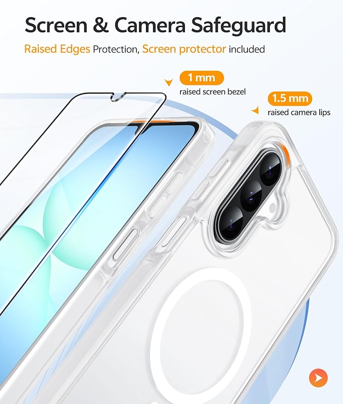 FNTCASE for Galaxy A17/A16 5G Phone Case, Fit for Magsafe, Screen Protector | Translucent Matte, 14FT Military Grade Drop Protection, Slim Shockproof Protective, for Samsung A 17 A 16 Cover, White - Image 4