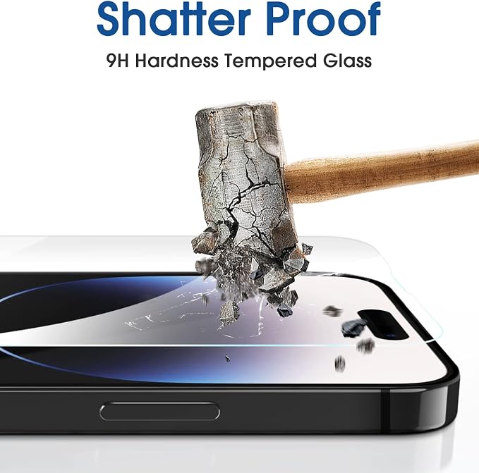 amFilm OneTouch for iPhone 14 Pro Max Screen Protector 6.7'' Tempered Glass | Auto-Alignment, 30s Install, Bubble Free, 9H Hardness, Scratch & Drop Protection, HD Clear, Case Friendly, 2 Pack (14P-6.7'') - Image 4