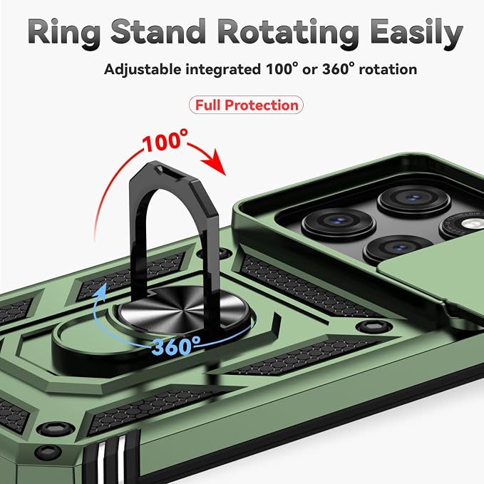 SunStory Compatible with Motorola Moto Edge 2026 Case with HD Screen Protector & Slide Camera Cover & Rotated Ring Kickstand, [Military-Grade] Phone Case for Moto Edge 2026,ArmyGreen - Image 4
