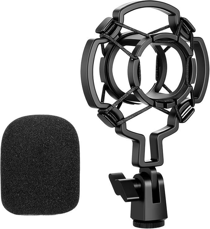 Microphone Shock Mount with Pop Filter Anti-Vibration Suspension Shockmount Holder Clip Universal Anti-Vibration Mic Holder Mic Clip Holders for 42~46mm/1.65~1.81in Diameter Studio Condenser Mics by Unknown