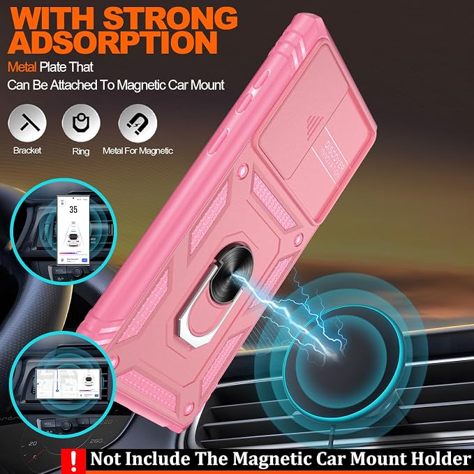 Gritup for Galaxy S22 Ultra Case Military-Grade Shockproof with Kickstand | with 2 PCS Screen Protector, Slide Camera Cover, Heavy Duty Outdoor Protection Funda para Samsung S22 Ultra Cover, Pink - Image 6