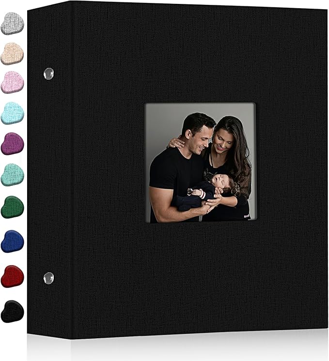 Ejblfe Photo Album 4x6,Linen Cover Slide-in Photo Album Book Can Holds 600 4x6 Photos with 60 Black Sheets for Family,Wedding,Baby and Holiday Pictures (Black) by EJBLFEPremiumPhotoAlbums