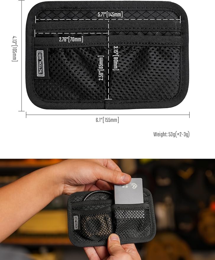 TACTICAL_GEEK TCM3 Mini EDC Organizer Board, Backpack Accessories with Open Pocket & Mesh Pocket, Utility Admin Bag Insert Panel Hook and Loop Modular Organizer for Daily Carry(Black) - Image 3