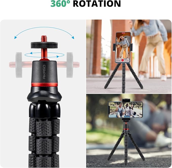 AKASO Flexible Selfie Stick Tripod for Action Camera Shooting Video Vlog | Compatible with AKASO EK7000/Brave 4/EK7000 Pro/Brave 7 LE/Brave 7/GoPro Hero 13/12/11/10/ 9/Max/DJI Osmo Action 5/4/3 - Image 5