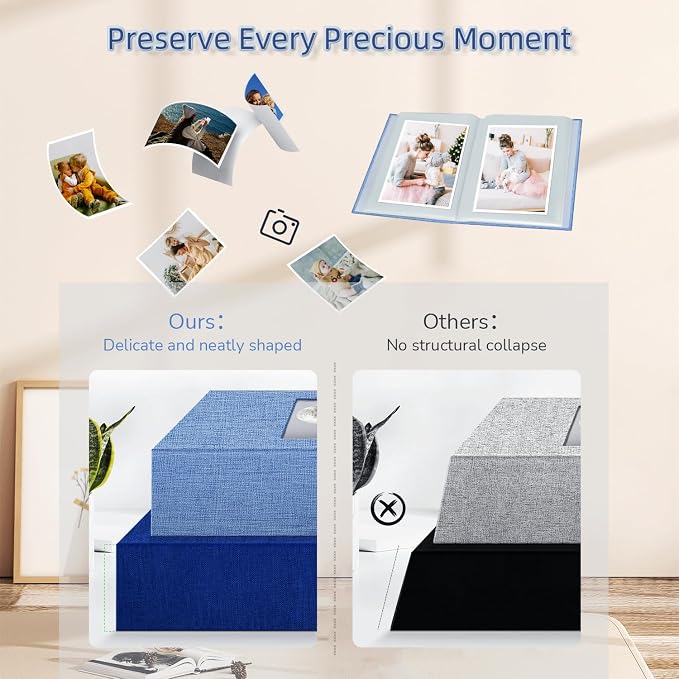 popotop Photo Album 4x6-100 Photos Photo Books with 100 Vertical Pockets,Linen Cover Albums for Family Wedding Anniversary Baby Vacation Pictures - Image 5