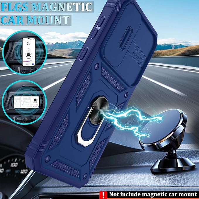 Gritup for Samsung S24 FE Case: Galaxy S24 FE Case with Screen Protector*2 | Magnetic Stand & Slide Camera Cover | Shock Proof Military-Grade para S 24 FE Cover -Blue - Image 6