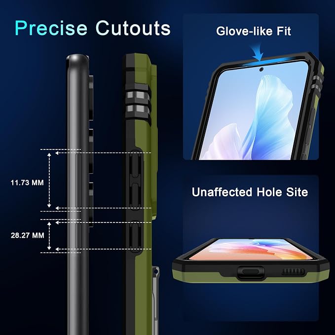 DEERLAMN Case for Samsung Galaxy S24 6.2-Inch with Slide Camera Cover+Screen Protector(1 Pack), Rotated Ring Kickstand Military Grade Shockproof Protective Cover-Olive Green - Image 7