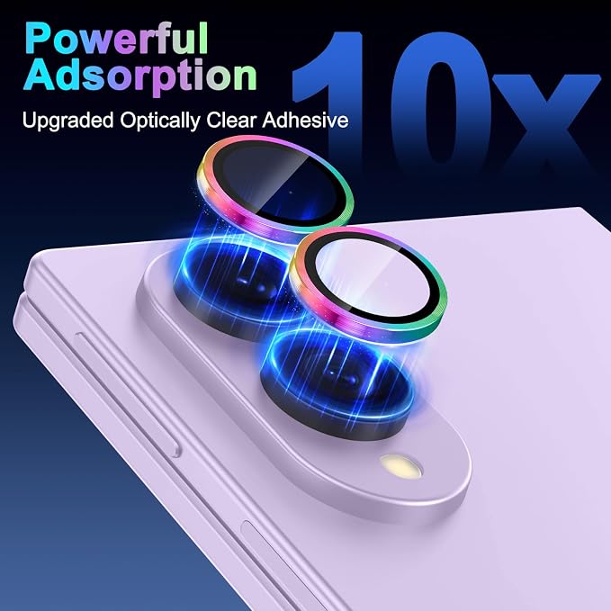 Meshine for Samsung Galaxy Z Fold 8 Camera Lens Protector,Scratch Proof,Strong Adsorption,9H Hardness with Metal Ring Camera Cover,Ultra Thin Case Friendly,Accessories Lens Protector,Colorful - Image 4