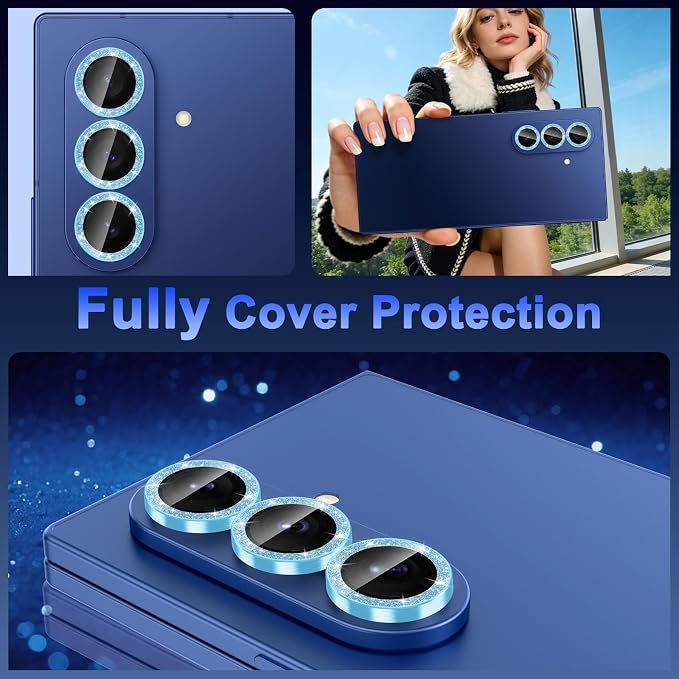 Meshine for Samsung Galaxy Z Fold 8 Ultra Camera Lens Protector,Scratch Proof,Strong Adsorption,9H Hardness with Metal Ring Camera Cover,Case Friendly,Accessories Lens Protector,Glitter Blue - Image 8