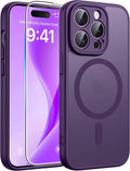 FNTCASE for iPhone 14 Pro Max Case, Fit for Magsafe, Glass Screen Protector | Full Camera Protection, Translucent Matte, 14FT Military Grade Drop Proof, Shockproof Protective Phone Cover, Purple by FNTCASE