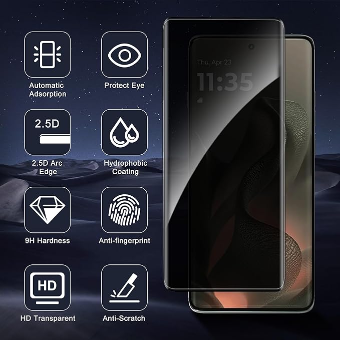 3 Pack for Motorola Edge 2025 Privacy Screen Protector, Anti Spy, Anti-Scratch, 9H Hardness Tempered Glass Privacy Screen Protector for Motorola Edge 2025 - Image 7