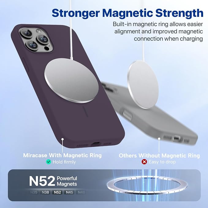 Miracase Silicone & Magnetic for iPhone 12 Pro Max Case, Dark Purple | Compatible with MagSafe, Soft Microfiber Lining, Premium Silicone Case Shockproof Drop Protection Phone Case for 12 Pro Max - Image 7