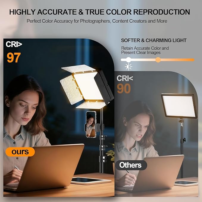 EMART 1-Pack LED Video Light Kit with Phone Holder & Barndoor | 2800-7000K Dimmable Studio Lights, 73'' Streaming Light for Video Recording, YouTube, Vlog, Photography, Content, Podcast - Image 4