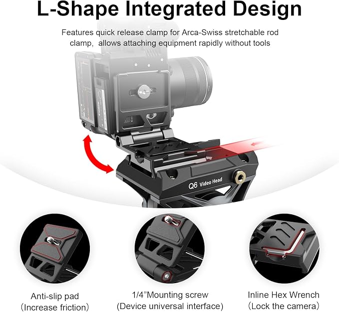 COMAN EX300 Foldable Camera L Bracket, Universal L-Shaped Vertical Horizontal Camera Quick Release Plate, for DSLR, Camera, Mirrorless, Gimbal, Tripod, Monopod - Image 2
