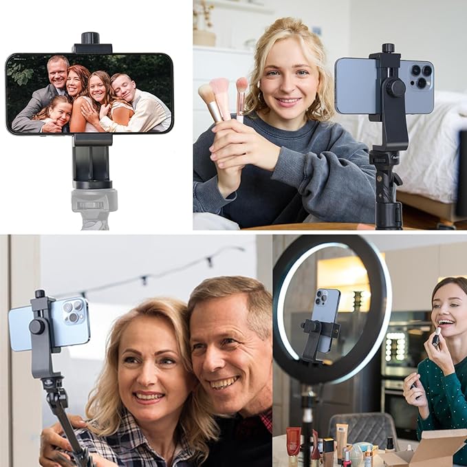 Ruittos Phone Tripod Mount Adapter with Camera Remote Controller, Cell Phone Holder Clip with Adjustable Clamp Compatible with iPhone, Samsung, HTC, Huawei etc., Include Wrist Strap - Image 4