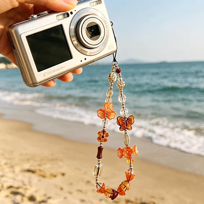Cute Beaded Camera Wrist Strap for Phone, Digital Camera Charm Lanyard, Pearl Beaded Chain for Bag Keychain Gift - Image 5