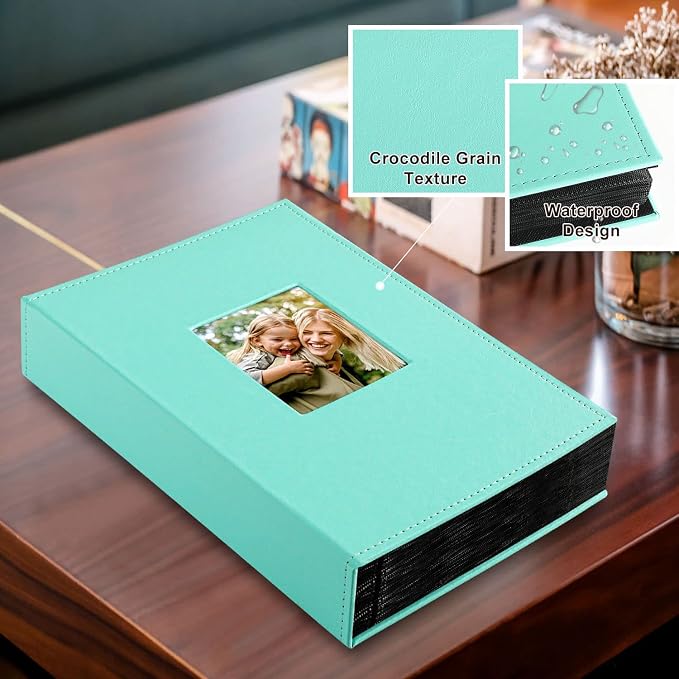 Ywlake Photo Album 4x6 300 Pockets, Leather Photo Albums Holds 300 Horizontal Only Pictures Teal - Image 2