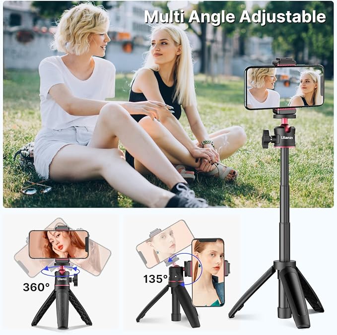 ULANZI MT-08 Mini Extension Pole Tripod for Phone Camera | Extends to 21.3in, Phone Holder Included w Cold Shoe Mount, 2-in-1 Tripod Grip, for iPhone Android Canon Sony - Image 6