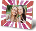 kunlisa Retro Boho Sun Sunburst Picture Frame 4x6, Mid Century Modern Red and Pink Sunshine Sunrise Picture Photo Frame for Home Kids Room Bedroom Living Room Office Tabletop Desk Shelf Decoration by Kunlisa