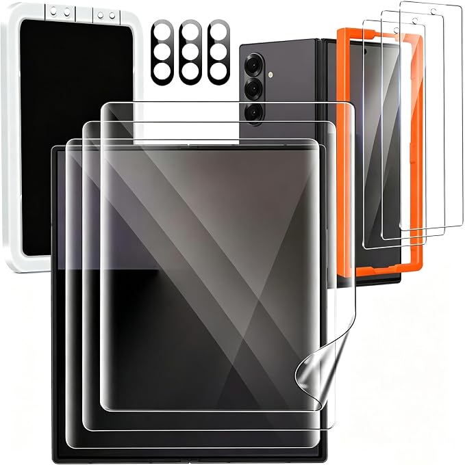 Milomdoi Screen Protector for Samsung Galaxy Z Fold 8 Ultra/Z Fold 7 | 3 Pack Inside TPU Film + 3 Pack Front 9H Tempered Glass + 3 Pack Camera Lens Protector, Easy Installation, No Bubbles by Milomdoi