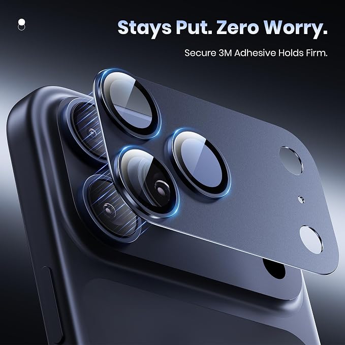 for iPhone 17 Pro Camera Lens Protector - 12FT Shatterproof | Military Grade Protection, Strong Adsorption, 9H+ Tempered Glass Camera Screen, Full Protective Cover, Case Friendly, Blue - Image 5