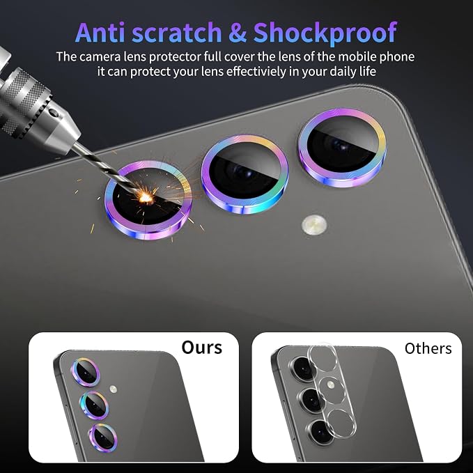 Camera Lens Protector for Samsung Galaxy S24 FE,1 Pack | Tempered Metal Glass Camera Cover, HD Clear Anti-Scratch Lens Screen Protector Film,Case Friendly,Colorful Titanium - Image 4