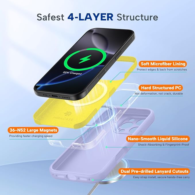 miracase Magnetic for iPhone 16 Pro Case, [Soft Anti-Scratch Microfiber Lining], Compatible with MagSafe, Liquid Silicone Case Shockproof Drop Protection Phone Case for 16 Pro,Light Purple | Compatible with MagSafe, Soft Microfiber Lining, Liquid Silic... - Image 3