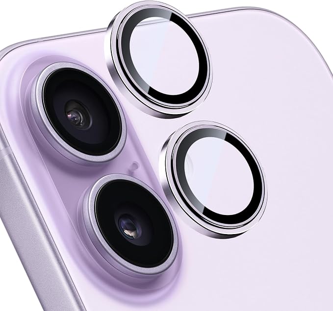 Camera Lens Protector for iPhone 17, Purple | AR+AF, 9H Tempered Glass, Individual Metal Ring, Anti Glare, Fall Protection, Camera Screen Cover by TENOC
