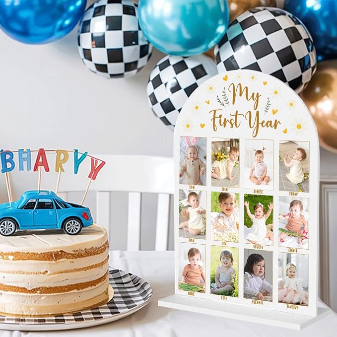 My First Year Photo Board Baby Milestone Signs One Year of Baby Photo Board, Best Babies Keepsake 10x14 Inches Acrylic Sign Decor Fits 2" x 3" Photo A11 - Image 4