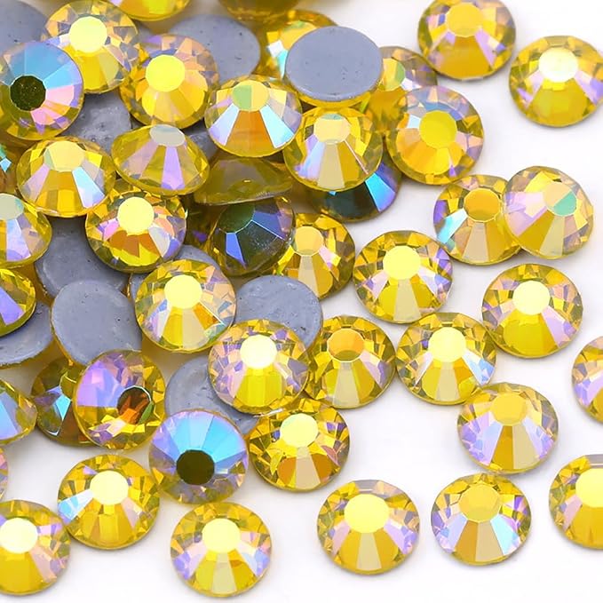 Jollin Hotfix Rhinestones Flatback Crystal Gems 3.2mm SS12, Lemon AB | 1440pcs Hot Fix Crystals Glass Rhinestones for Bedazzling, Crafting, Clothes, Shoes & Accessories DIY Decoration - Image 2