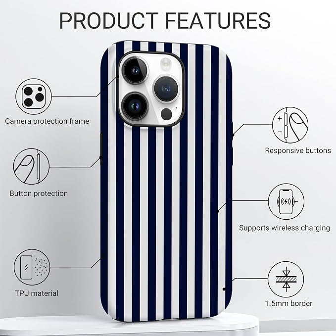 TPU Phone Case for iPhone 13 Pro Max, MagSafe Wireless Charging Compatible, Shockproof Slim Fit Protective Cover with Anti-Yellowing & Raised Camera Protection (Stripe 3, iPhone 13 Pro Max) - Image 4