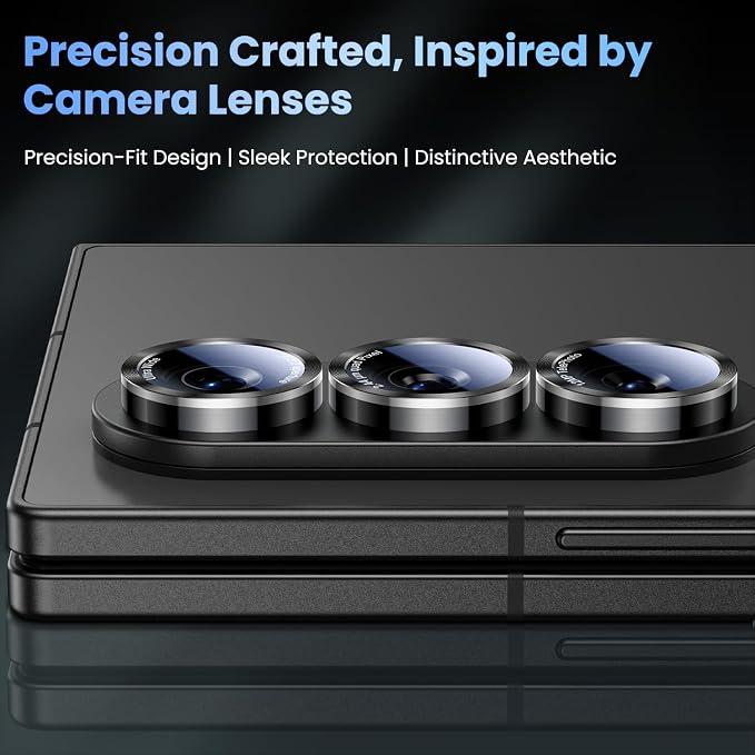 Uyiton for Samsung Galaxy Z Fold 8 Ultra/Z Fold 7 Camera Lens Protector | Military-Grade Sapphire Glass Rear Camera Screen Cover - [Easy to Install] Ultra HD Clear Lens Protector, Black+Silver - Image 3