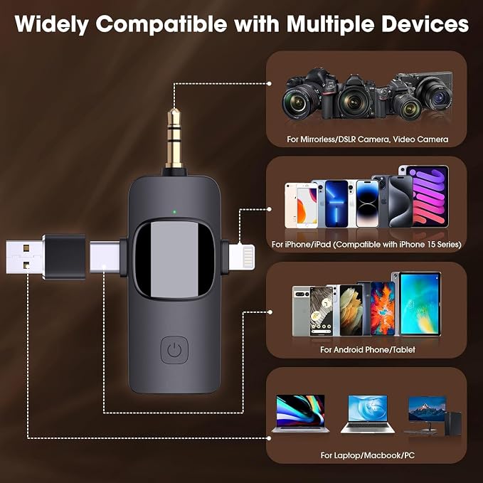 4 in1 Wireless Lavalier Recording Mic 2.4G Ultra Low Delay Noise Canceling | Storage Case Included, Works with iOS, Android, Camera, PC, Ideal for Vlog, Live Streaming,Tiktok,Youtube Podcast - Image 2